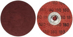 Merit Abrasives - 3" Disc Diam, 180 Grit, Aluminum Oxide Quick Change Disc - Type S Attaching System, Coated, Brown, 20,000 RPM, ALO Series - Americas Industrial Supply