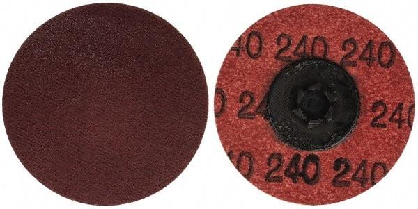 Merit Abrasives - 2" Disc Diam, 240 Grit, Aluminum Oxide Quick Change Disc - Type P Attaching System, Coated, Brown, 30,000 RPM, ALO Series - Americas Industrial Supply
