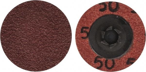Merit Abrasives - 1-1/2" Disc Diam, 50 Grit, Aluminum Oxide Quick Change Disc - Type P Attaching System, Coated, Brown, 30,000 RPM, ALO Series - Americas Industrial Supply