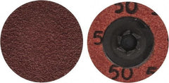 Merit Abrasives - 1-1/2" Disc Diam, 50 Grit, Aluminum Oxide Quick Change Disc - Type P Attaching System, Coated, Brown, 30,000 RPM, ALO Series - Americas Industrial Supply
