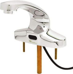 T&S Brass - Deck Plate Mounted Electronic User Adjustable Temperature Control Mixer Faucet - Powered by 120 Volt AC/DC, 5" Cast Spout, 4" Mounting Centers - Americas Industrial Supply