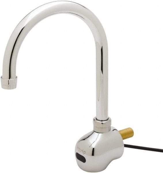 T&S Brass - Wall Mount Electronic User Adjustable Temperature Control Mixer Faucet - Powered by 120 Volt AC/DC, Gooseneck Spout, 6-3/8" Mounting Centers - Americas Industrial Supply