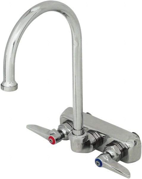 T&S Brass - Standard, 2 Way Design, Wall Mount, Workboard Wall Mount Faucet - 8-3/4 Inch Spout, Lever Handle - Americas Industrial Supply