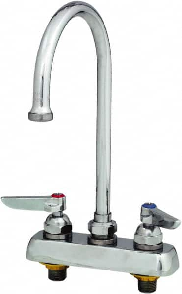 T&S Brass - Standard, 2 Way Design, Deck Mount, Workboard Deck Mount Faucet - 8-3/4 Inch Spout, Lever Handle - Americas Industrial Supply