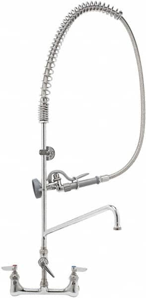 T&S Brass - Riser with Spring Guide, 2 Way Design, Wall Mount, Wall Pre Rinse Faucet Assembly - Lever Handle - Americas Industrial Supply