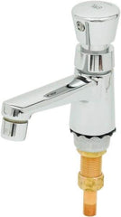 T&S Brass - Push Button Handle, Deck Mounted Bathroom Faucet - Metering Faucet, No Drain, Standard Spout - Americas Industrial Supply