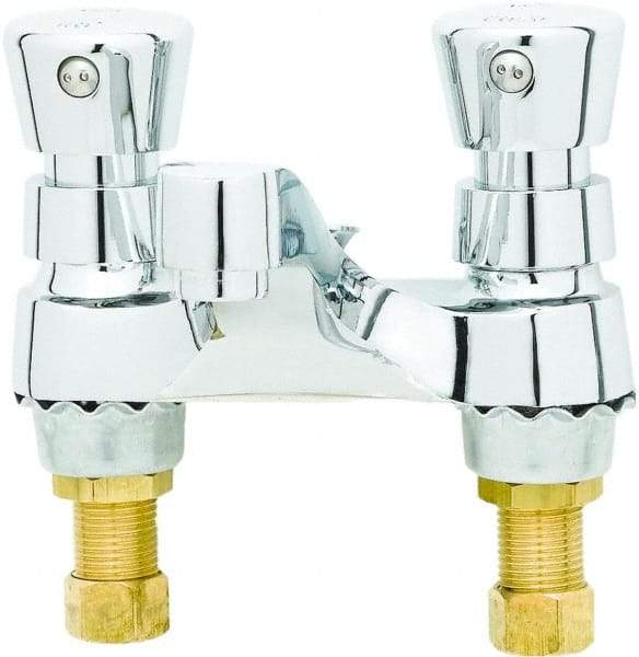 T&S Brass - Push Button Handle, Deck Mounted Bathroom Faucet - Slow Self-Closing Lavatory Faucet, No Drain, Standard Spout - Americas Industrial Supply