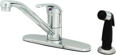 T&S Brass - Faucet Mount, Deck Plate Faucet with Spray - One Handle, Single Handle, High Spout, No Drain - Americas Industrial Supply