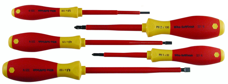 Insulated Slotted Screwdriver 3.0; 4.5; 6.5mm & Phillips # 1 & # 2. 5 Piece Set - Americas Industrial Supply