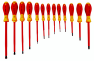 Insulated Slotted Screwdriver 2.0; 2.5; 3.0; 3.5; 4.5; 5.5; 6.5; 8.0; 10.0mm & Phillips # 0; 1; 2; 3. 13 Piece Set - Americas Industrial Supply