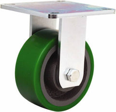 Hamilton - 5" Diam x 2" Wide x 6-1/2" OAH Top Plate Mount Rigid Caster - Polyurethane Mold onto Cast Iron Center, 900 Lb Capacity, Sealed Precision Ball Bearing, 5 x 5-1/2" Plate - Americas Industrial Supply