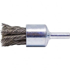 Brush Research Mfg. - 3/4" Brush Diam, Knotted, End Brush - 1/4" Diam Steel Shank, 20,000 Max RPM - Americas Industrial Supply