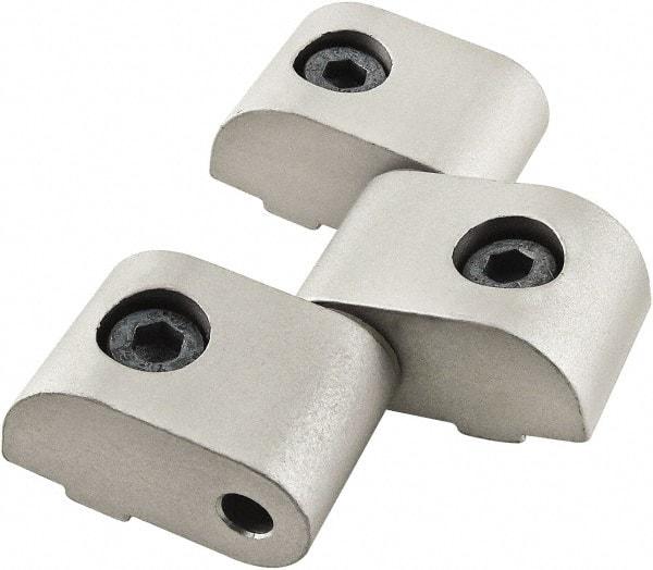 80/20 Inc. - 57mm Long x 29mm Wide x 13mm Thick, Heavy Duty Hinge - Aluminum, Clear Anodized Finish - Americas Industrial Supply