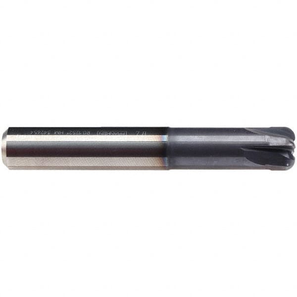 Emuge - 3/32" Diam, 3/8" LOC, 4 Flute Solid Carbide Roughing & Finishing End Mill - TiAlN Finish, 2" OAL, 1/4" Shank Diam, Cylindrical Shank, 0° Helix, Stub Length - Americas Industrial Supply