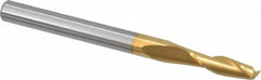 SGS - 7/64", 3/8" LOC, 1/8" Shank Diam, 1-1/2" OAL, 2 Flute, Solid Carbide Square End Mill - Single End, TiN Finish, Spiral Flute, 30° Helix, Centercutting, Right Hand Cut, Right Hand Flute, Series 3 - Americas Industrial Supply