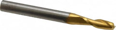 SGS - 13/64", 5/8" LOC, 1/4" Shank Diam, 2-1/2" OAL, 2 Flute, Solid Carbide Square End Mill - Single End, TiN Finish, Spiral Flute, 30° Helix, Centercutting, Right Hand Cut, Right Hand Flute, Series 3 - Americas Industrial Supply