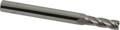 SGS - 13/64", 5/8" LOC, 1/4" Shank Diam, 2-1/2" OAL, 4 Flute, Solid Carbide Square End Mill - Single End, Uncoated, Spiral Flute, 30° Helix, Centercutting, Right Hand Cut, Right Hand Flute, Series 1 - Americas Industrial Supply