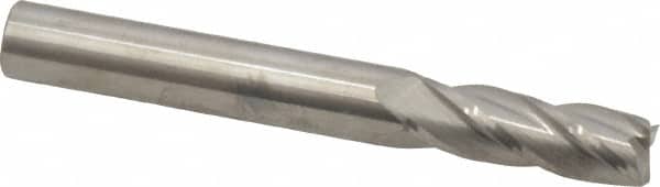 SGS - 19/64", 13/16" LOC, 5/16" Shank Diam, 2-1/2" OAL, 4 Flute, Solid Carbide Square End Mill - Single End, Uncoated, Spiral Flute, 30° Helix, Centercutting, Right Hand Cut, Right Hand Flute, Series 1 - Americas Industrial Supply