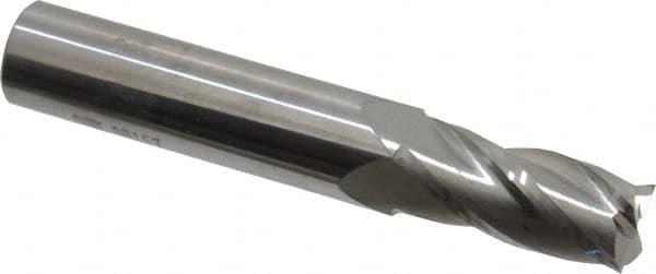 SGS - 29/64", 1" LOC, 1/2" Shank Diam, 3" OAL, 4 Flute, Solid Carbide Square End Mill - Single End, Uncoated, Spiral Flute, 30° Helix, Centercutting, Right Hand Cut, Right Hand Flute, Series 1 - Americas Industrial Supply