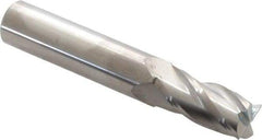 SGS - 15/32", 1" LOC, 1/2" Shank Diam, 3" OAL, 4 Flute, Solid Carbide Square End Mill - Single End, Uncoated, Spiral Flute, 30° Helix, Centercutting, Right Hand Cut, Right Hand Flute, Series 1 - Americas Industrial Supply
