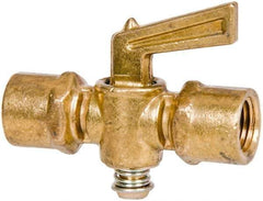 Parker - 1/4" Tube, Compression Pipe to Compression Pipe Drain Cock & Shutoff Valve - 1/4-18 Thread, 30 Max psi - Americas Industrial Supply