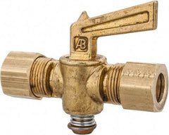 Parker - 3/8" Tube, Compression Pipe to Compression Pipe Drain Cock & Shutoff Valve - 3/8-18 Thread, 30 Max psi - Americas Industrial Supply