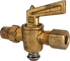 Parker - 1/8" Pipe, 1/4" Tube, Compression Pipe to Male Pipe Drain Cock & Shutoff Valve - 1/8-27 Thread, 30 Max psi - Americas Industrial Supply