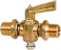 Parker - 1/4" Pipe, Male Pipe to Male Pipe Drain Cock & Shutoff Valve - 1/4-18 Thread, 30 Max psi - Americas Industrial Supply