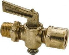 Parker - 1/4" Pipe, Female Pipe to Male Pipe Drain Cock & Shutoff Valve - 1/4-18 Thread, 30 Max psi - Americas Industrial Supply