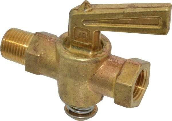 Parker - 1/8" Pipe, Female Pipe to Male Pipe Drain Cock & Shutoff Valve - 1/8-27 Thread, 30 Max psi - Americas Industrial Supply