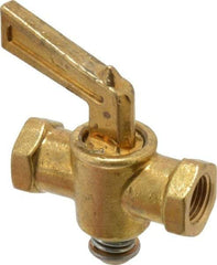 Parker - 1/8" Pipe, Female Pipe to Female Pipe Drain Cock & Shutoff Valve - 1/8-27 Thread, 30 Max psi - Americas Industrial Supply