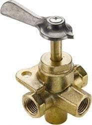 Parker - 1/4" Pipe, Female Pipe Drain Cock & Shutoff Valve - 1/4-18 Thread, 30 Max psi - Americas Industrial Supply