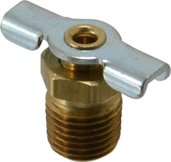 Parker - 1/4" Pipe, Internal Seal Drain Cock & Shutoff Valve - 1/4-18 Thread, 150 Max psi - Americas Industrial Supply
