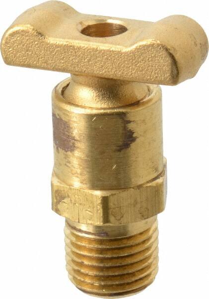 Parker - 1/4" Pipe, Male Pipe Drain Cock & Shutoff Valve - 1/4-18 Thread, 150 Max psi - Americas Industrial Supply