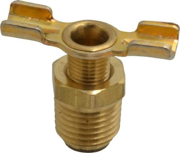 Parker - 1/4" Pipe, External Seal Drain Cock & Shutoff Valve - 1/4-18 Thread, 150 Max psi - Americas Industrial Supply