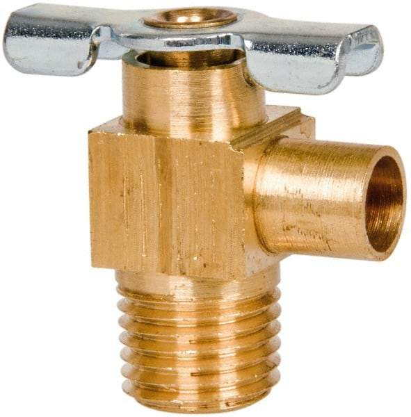 Parker - 1/4" Pipe, 3/8" Tube, Tube to Male Pipe Drain Cock & Shutoff Valve - 1/4-18 Thread, 150 Max psi - Americas Industrial Supply