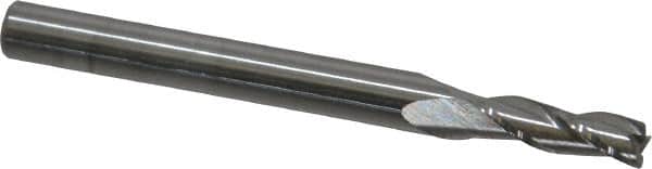 SGS - 5/32", 1/2" LOC, 3/16" Shank Diam, 2" OAL, 3 Flute, Solid Carbide Square End Mill - Single End, Uncoated, Spiral Flute, 30° Helix, Centercutting, Right Hand Cut, Right Hand Flute, Series 5 - Americas Industrial Supply
