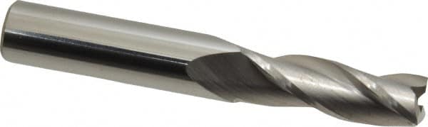 SGS - 11/32", 1" LOC, 3/8" Shank Diam, 2-1/2" OAL, 3 Flute, Solid Carbide Square End Mill - Single End, Uncoated, Spiral Flute, 30° Helix, Centercutting, Right Hand Cut, Right Hand Flute, Series 5 - Americas Industrial Supply