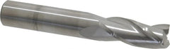 SGS - 7/16", 1" LOC, 7/16" Shank Diam, 2-3/4" OAL, 3 Flute, Solid Carbide Square End Mill - Single End, Uncoated, Spiral Flute, 30° Helix, Centercutting, Right Hand Cut, Right Hand Flute, Series 5 - Americas Industrial Supply