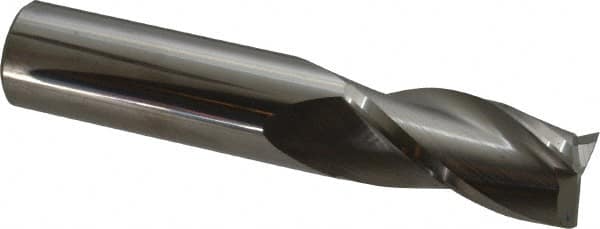 SGS - 3/4", 1-1/2" LOC, 3/4" Shank Diam, 4" OAL, 3 Flute, Solid Carbide Square End Mill - Single End, Uncoated, Spiral Flute, 30° Helix, Centercutting, Right Hand Cut, Right Hand Flute, Series 5 - Americas Industrial Supply