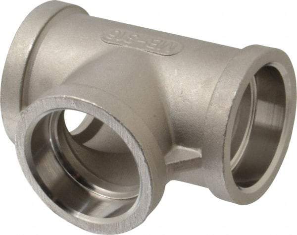 Merit Brass - 1-1/4" Grade 316 Stainless Steel Pipe Tee - Socket Weld x Socket Weld x Socket Weld End Connections, 150 psi - Americas Industrial Supply