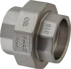Merit Brass - 1-1/4" Grade 316 Stainless Steel Pipe Union - Socket Weld x Socket Weld End Connections, 150 psi - Americas Industrial Supply