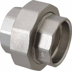 Merit Brass - 1-1/2" Grade 316 Stainless Steel Pipe Union - Socket Weld x Socket Weld End Connections, 150 psi - Americas Industrial Supply