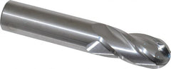 SGS - 3/4" Diam, 1-1/2" LOC, 4 Flute Solid Carbide Ball End Mill - Uncoated, Single End, 4" OAL, 3/4" Shank Diam, Spiral Flute - Americas Industrial Supply