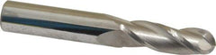 SGS - 11/32" Diam, 1" LOC, 3 Flute Solid Carbide Ball End Mill - Uncoated, Single End, 2-1/2" OAL, 3/8" Shank Diam, Spiral Flute - Americas Industrial Supply