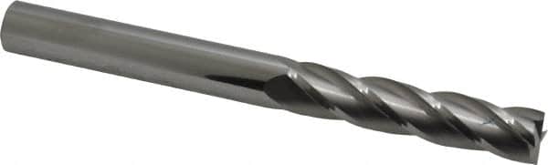 SGS - 7/16", 2" LOC, 7/16" Shank Diam, 4-1/2" OAL, 4 Flute, Solid Carbide Square End Mill - Single End, Uncoated, Spiral Flute, 30° Helix, Centercutting, Right Hand Cut, Right Hand Flute, Series 1L - Americas Industrial Supply