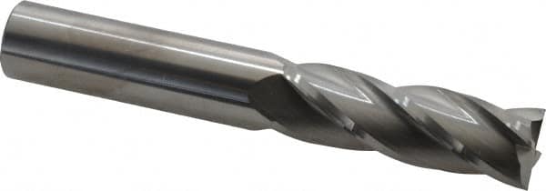 SGS - 3/4", 2-1/4" LOC, 3/4" Shank Diam, 5" OAL, 4 Flute, Solid Carbide Square End Mill - Single End, Uncoated, Spiral Flute, 30° Helix, Centercutting, Right Hand Cut, Right Hand Flute, Series 1L - Americas Industrial Supply