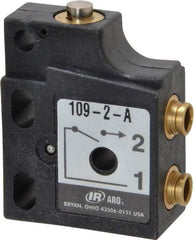 ARO/Ingersoll-Rand - 0.09 CV Rate, 3 Way Valve Mini Mechanical Valve - 5/32" NPT Inlet, 5/32" NPT Outlet, 150 Max psi, Straight Plunger - Americas Industrial Supply