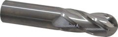 SGS - 1" Diam, 2-1/4" LOC, 4 Flute Solid Carbide Ball End Mill - Uncoated, Single End, 5" OAL, 1" Shank Diam, Spiral Flute - Americas Industrial Supply