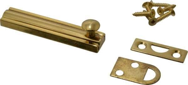 Don-Jo - 3" Long, 1/2" Wide Brass Slide Bolt - US3 Bright Brass - Americas Industrial Supply